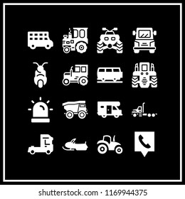 driving icon. 16 driving vector set. tractor, caravan, van and snowmobile icons for web and design about driving theme