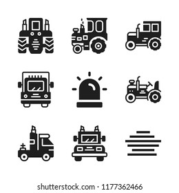 driving icon. 9 driving vector icons set. siren, truck and align center icons for web and design about driving theme
