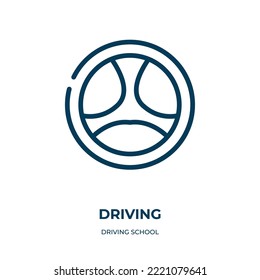 Driving icon. Linear vector illustration from driving school collection. Outline driving icon vector. Thin line symbol for use on web and mobile apps, logo, print media.