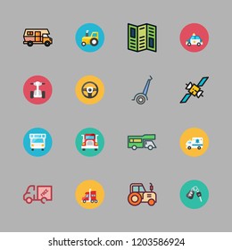 driving icon set. vector set about ambulance, car key, tractor and truck icons set.