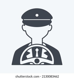Driving Icon in trendy glyph style isolated on soft blue background
