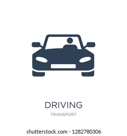 driving icon vector on white background, driving trendy filled icons from Transport collection, driving vector illustration