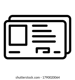 Icono de ID de conducción. Icono de vector de id de conducción de contorno para diseño web aislado en fondo blanco