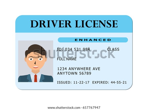Driving id license with person photo,\
identification card. Vector\
illustration.