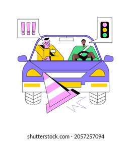 Driving Instruction Abstract Concept Vector Illustration. Driving Education, Advanced Practice, All Level Lessons, Driver Training, Certified Instructor, Instruction Course Abstract Metaphor.