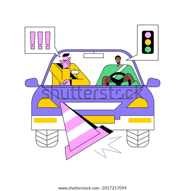 Driving instruction abstract concept vector\
illustration. Driving education, advanced practice, all level\
lessons, driver training, certified instructor, instruction course\
abstract metaphor.