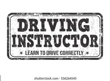 Driving instructor grunge rubber stamp on white background, vector illustration