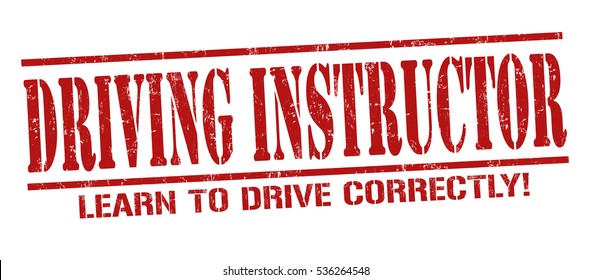 Driving instructor grunge rubber stamp on white background, vector illustration