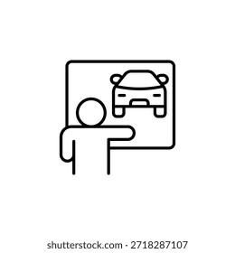 Icono de esquema de presentación de coche de lección de conducción