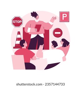 Driving lessons abstract concept vector illustration. Driving school, beginner class, refresher lesson, intensive course, exam preparation, advanced level, certified instructor abstract metaphor.