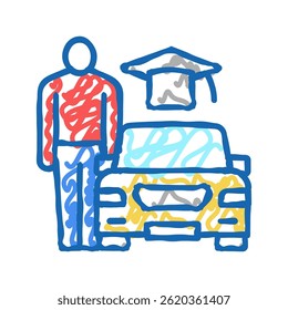 lições de condução para adultos ícone doodle esboço vetor. lições de condução para adultos assinar.