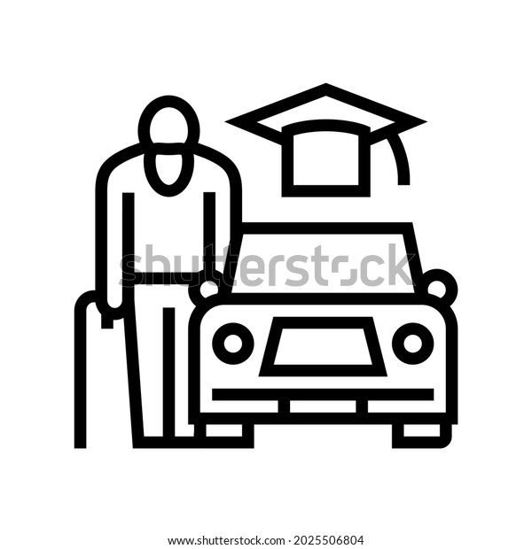driving\
lessons for seniors line icon vector. driving lessons for seniors\
sign. isolated contour symbol black\
illustration