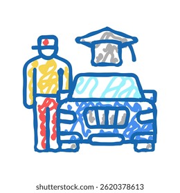 driving Lessons for teens doodle icon sketch vector. driving Lessons for teens sign. isolated symbol illustration
