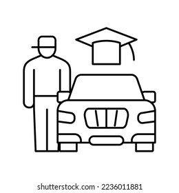 driving Lessons for teens line icon vector. driving Lessons for teens sign. isolated contour symbol black illustration