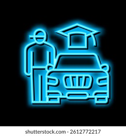 driving Lessons for teens neon light sign vector. driving Lessons for teens illustration