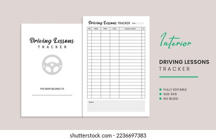 
Driving Lessons Tracker Kdp Interior Template