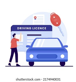 Driving licence flat design concept. Illustration for websites, landing pages, mobile applications, posters and banners. Trendy flat vector illustration