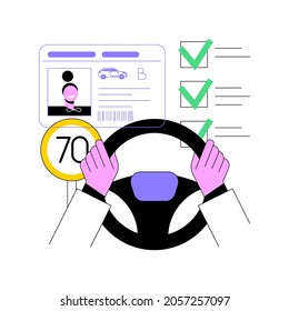 Driving license abstract concept vector illustration. Identification document, driving school, license renewal application, international permit, passing test, official document abstract metaphor.