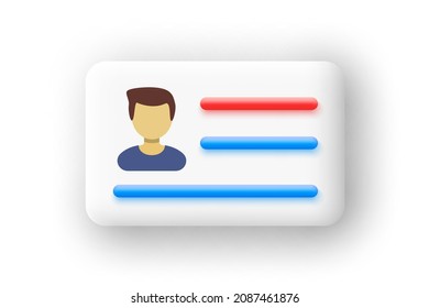 Driving license in cartoon minimal 3D style. Vector illustration.