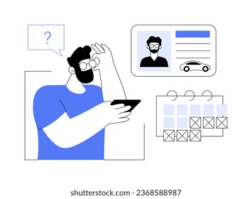 Driving license expired abstract concept vector illustration. Surprised man with driving license expired, government and bureaucracy, authorize use of car in a road traffic abstract metaphor.