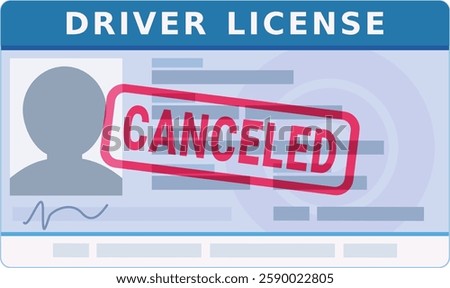 Driving license in flat design style with red stamp mark with wording 