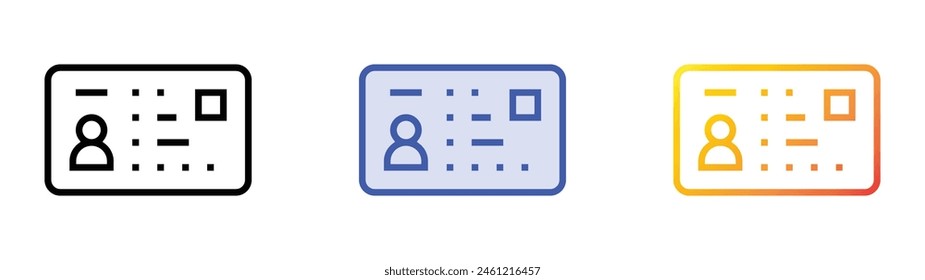 driving license icon. Linear, Blue Fill and Gradient Style Design Isolated On White Background