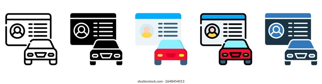 Ícone de carta de condução Ilustração de vetor de vários estilos