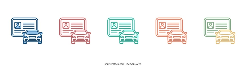 Conjunto de Ícones da Carta de Condução - Coleção de Vários Estilos