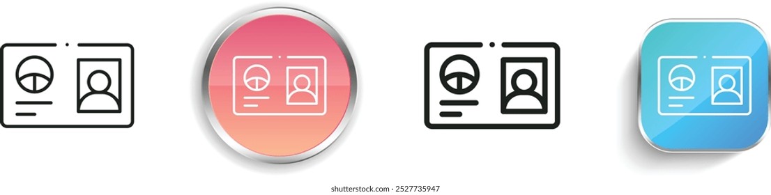 driving license icon. Thin Linear, Regular and Button Style Design Isolated On White Background