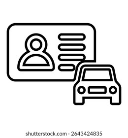 Design de ícone da linha da Carta de Condução. ilustração vetorial do símbolo de contorno preto fino da carta de condução. ícone de traçado editável no fundo transparente.