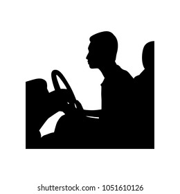 Driving man silhouette vector