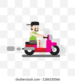 Driving motor cycle. cartoon vector illustration.