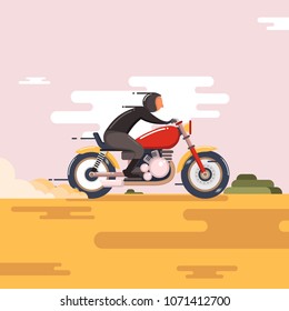 Driving motorbike with fast speed