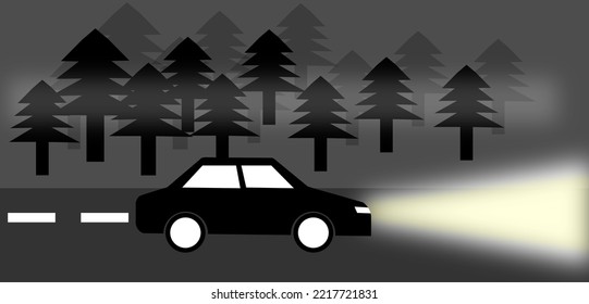 Conducción nocturna. Ilustración vectorial.