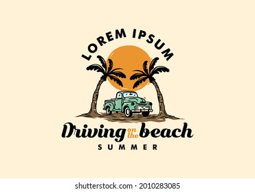 Conducción en el diseño de ilustración de la playa