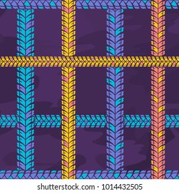 Driving plaid seamless pattern. Race multicolored background with crossing tire tracks. Vector