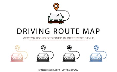 Driving Route Map icon design with white background stock illustration