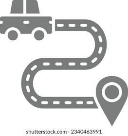 Icono del vector de ruta de conducción. Se puede usar para imprimir, móviles y aplicaciones web.