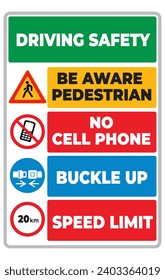 Driving Safety Awareness Sign illustration vector