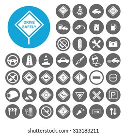 Driving Safety Icons Set. Illustration EPS10