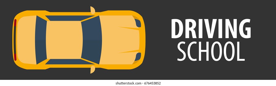 Driving School Banner. Auto Education. The rules of the road. Vector illustration