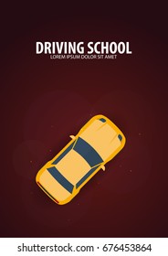 Driving School Banner. Auto Education. The rules of the road. Vector illustration