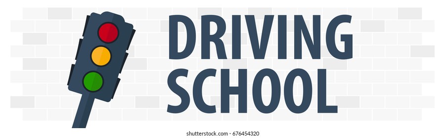 Driving School Banner. Auto Education. The rules of the road. Vector illustration