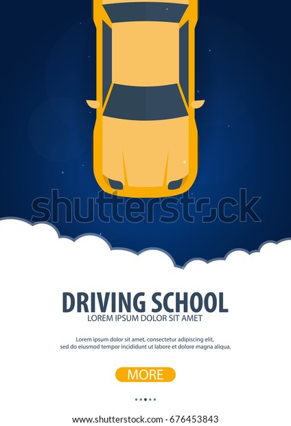 Driving School Banner. Auto Education. The\
rules of the road. Vector\
illustration