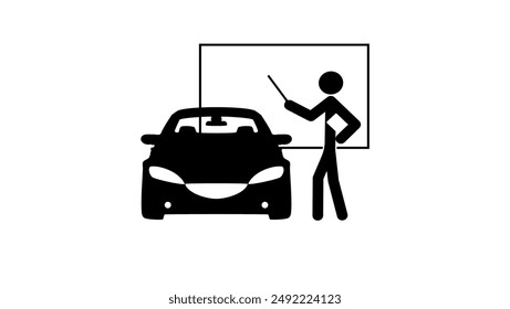 driving school, black isolated silhouette