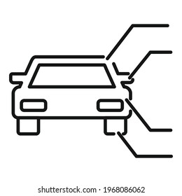 Driving school car description icon. Outline Driving school car description vector icon for web design isolated on white background