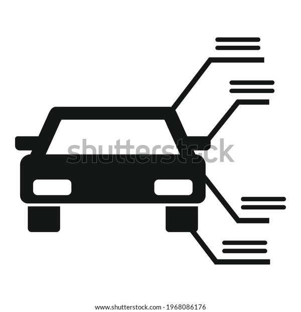 Driving school car description icon. Simple\
illustration of Driving school car description vector icon for web\
design isolated on white\
background