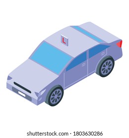 Icono del coche de la escuela de conducción. Isométrico del icono del vector del vehículo de la escuela de conducción para el diseño web aislado en fondo blanco