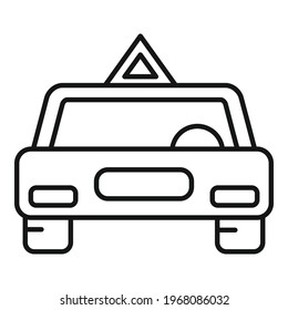 Driving school car icon. Outline Driving school car vector icon for web design isolated on white background