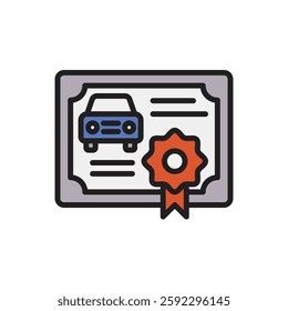 Driving School Certificate Icon Vector Illustration